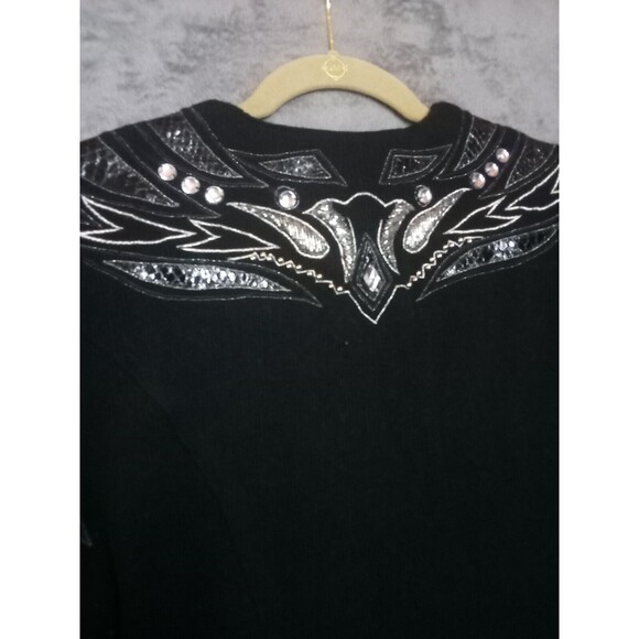 Vintage Joseph Ho Studio Beaded Black Lambswool Sweater Size Small  Stretchable - Picture 11 of 14
